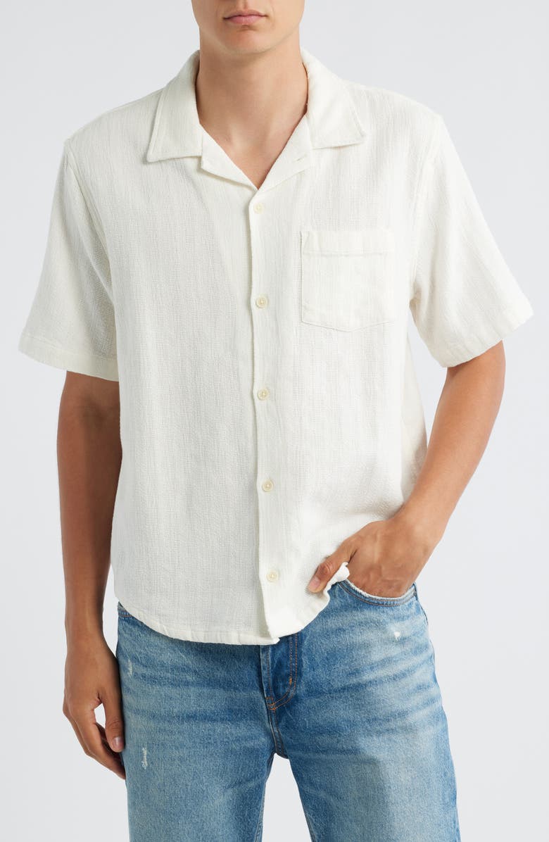 Corridor Basket Weave Short Sleeve Button-Up Shirt, Main, color, Natural
