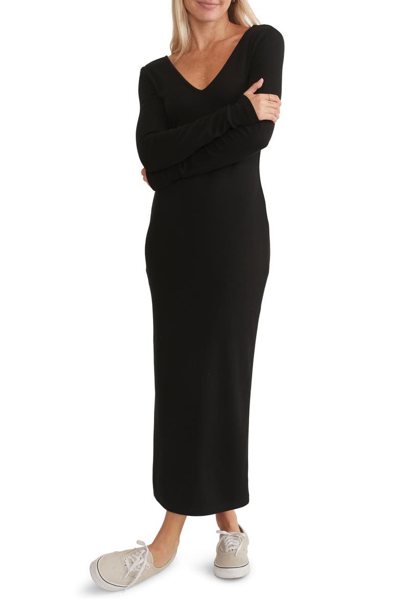 Lexi Long Sleeve V-Neck Dress, Main, color, BLACK