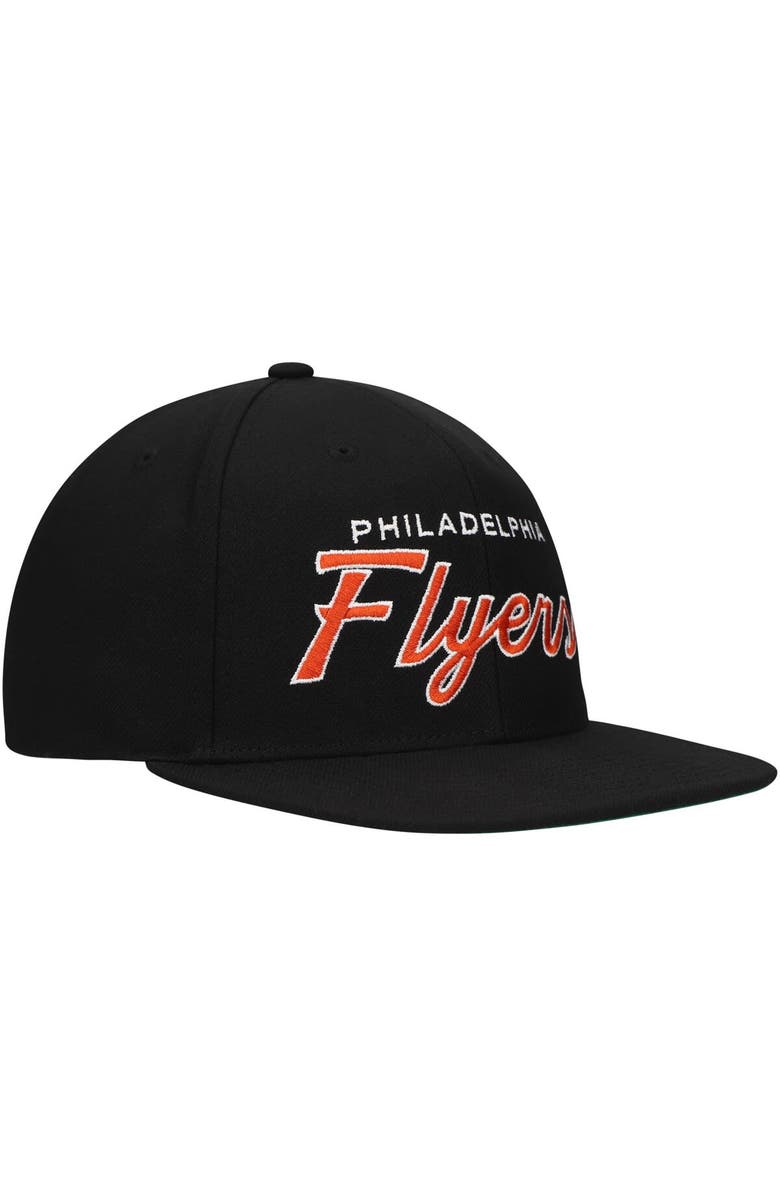 Mitchell & Ness Men's Mitchell & Ness Black Philadelphia Flyers Core Team Script 2.0 Snapback Hat, Alternate, color, Black