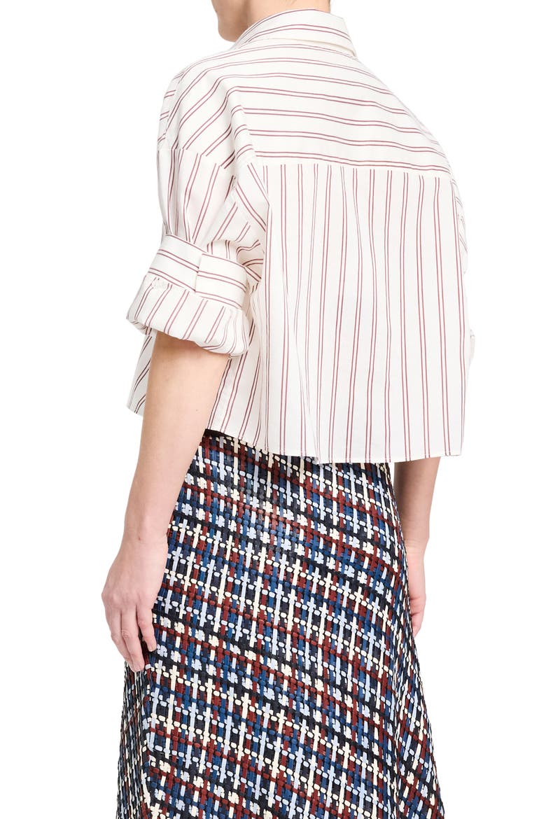 Next Stripe Cotton & Silk Button-Up Shirt, Alternate, color, WHITE / WINE