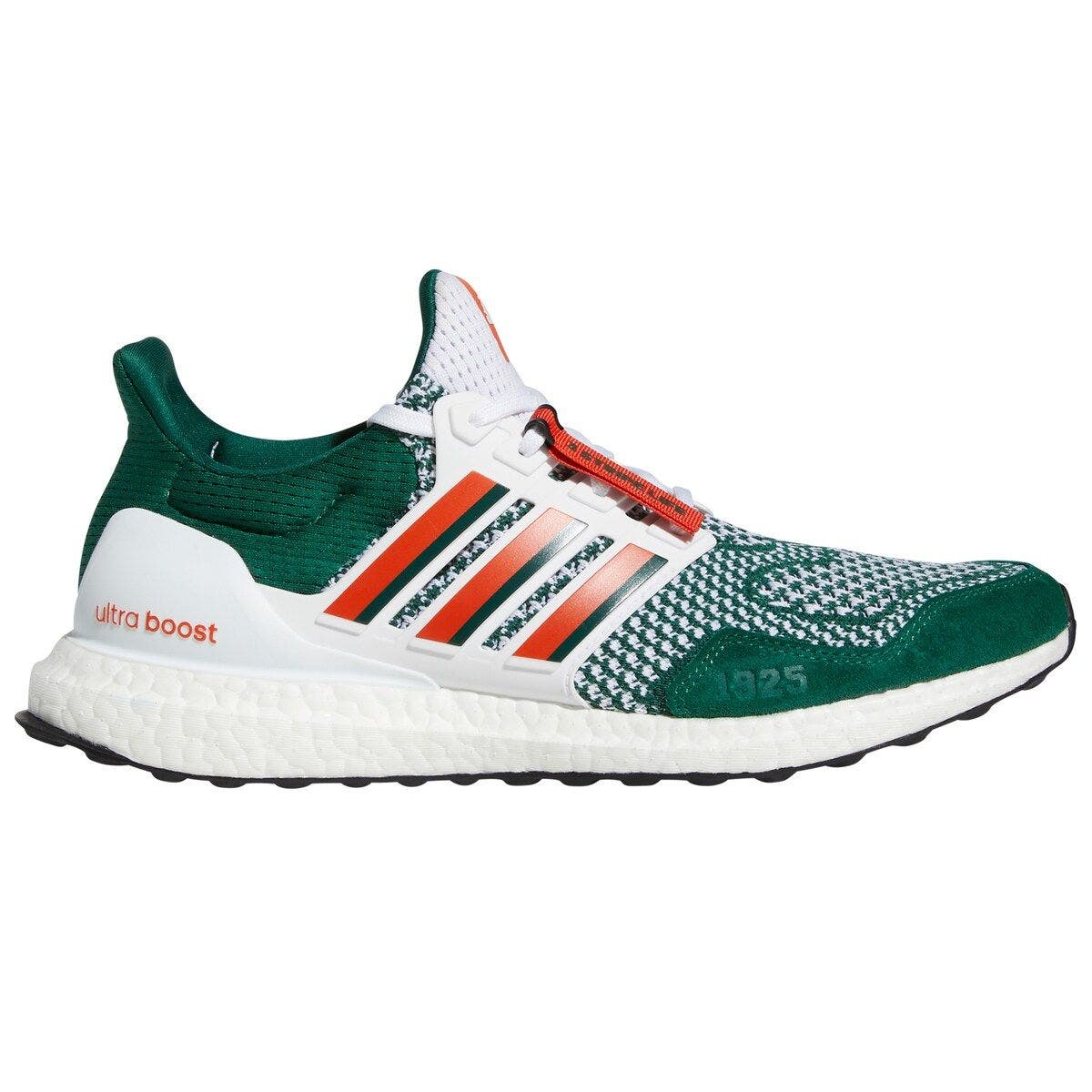 adidas Green/White Miami Hurricanes Ultraboost 1.0 Running Shoe, Alternate, color, 