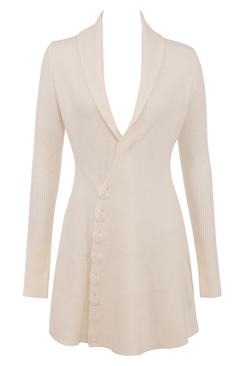 Ayla Plunge Neck Rib Knit Sweater Dress, Alternate, color, CREAM