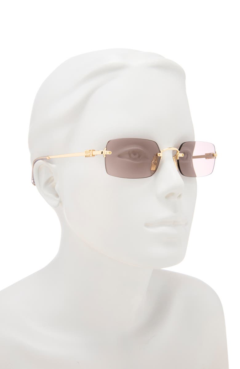 Miu Miu 52mm Rectangular Sunglasses, Alternate, color, Gold