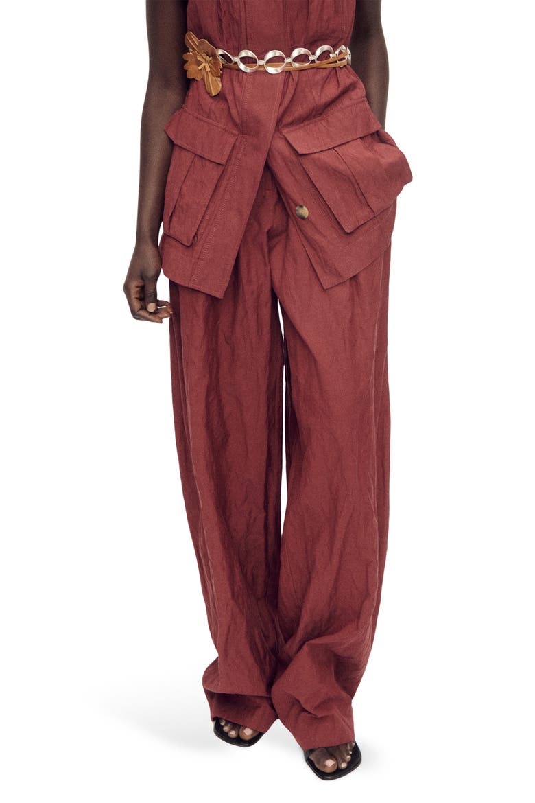 Pleated Wide Leg Pants, Main, color, WINE
