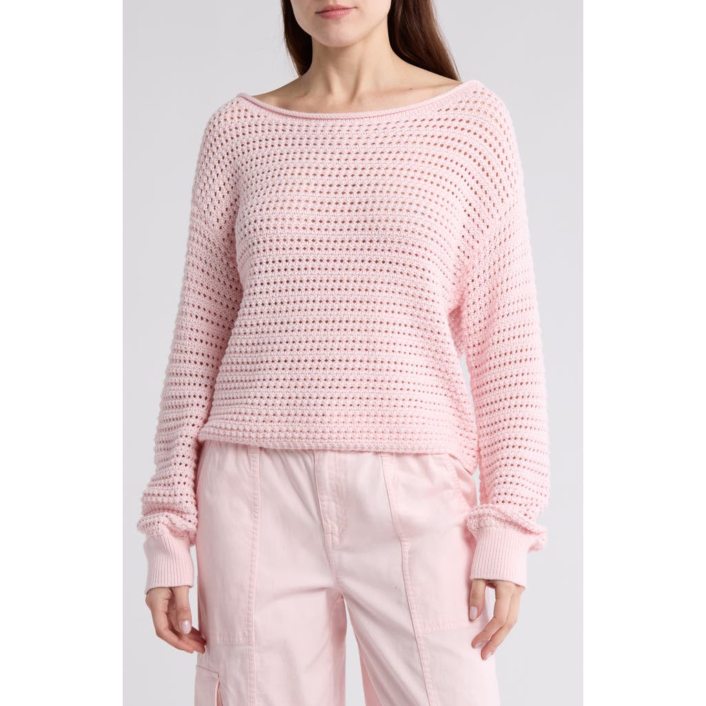 Abound Open Stitch Cotton Sweater In Pink Balm