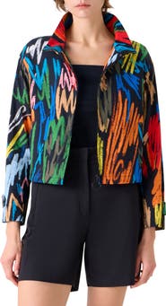 Akris punto Oversize Scribble Print Cotton Jacker