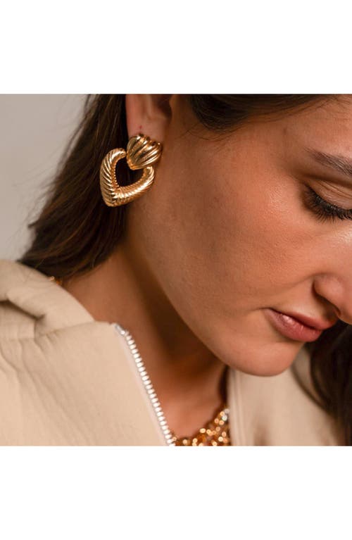 Shymi Textured Heart Drop Earrings In Gold