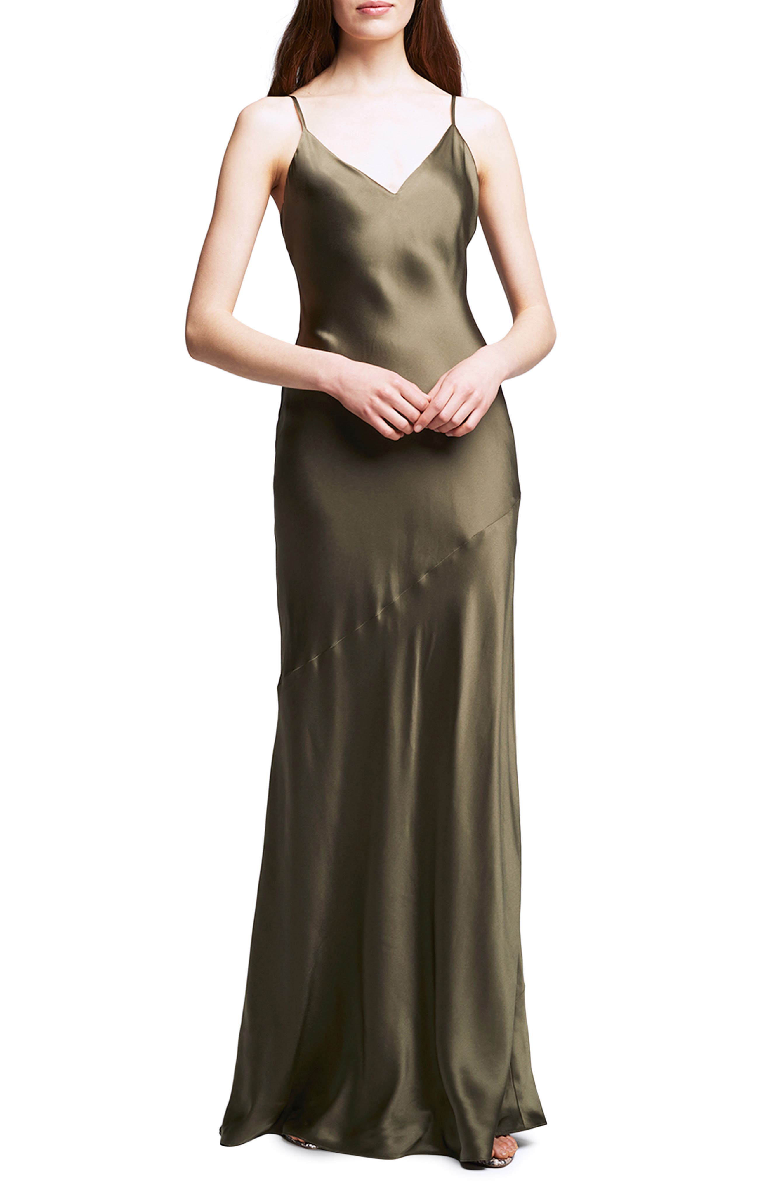 L'AGENCE Serita Silk Charmeuse Maxi Slipdress
