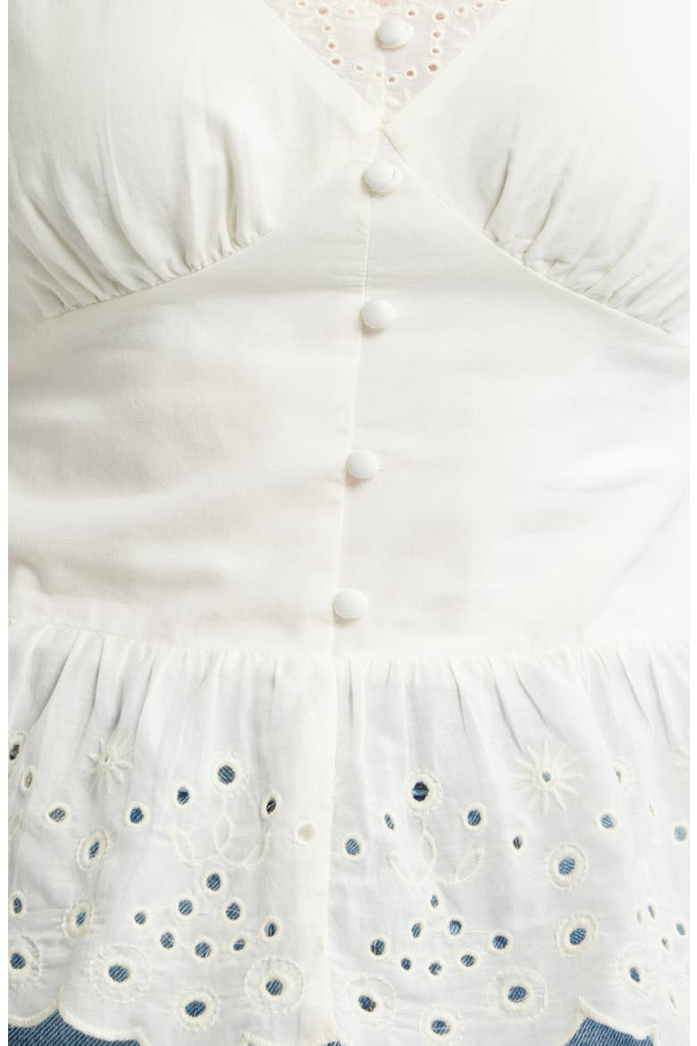 Cutwork Peplum Top, Alternate, color, IVORY EGRET