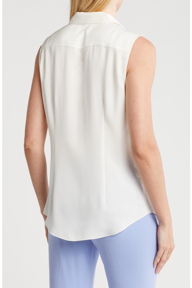 Silk Georgette Sleeveless Button-Up Shirt, Alternate, color, IVORY