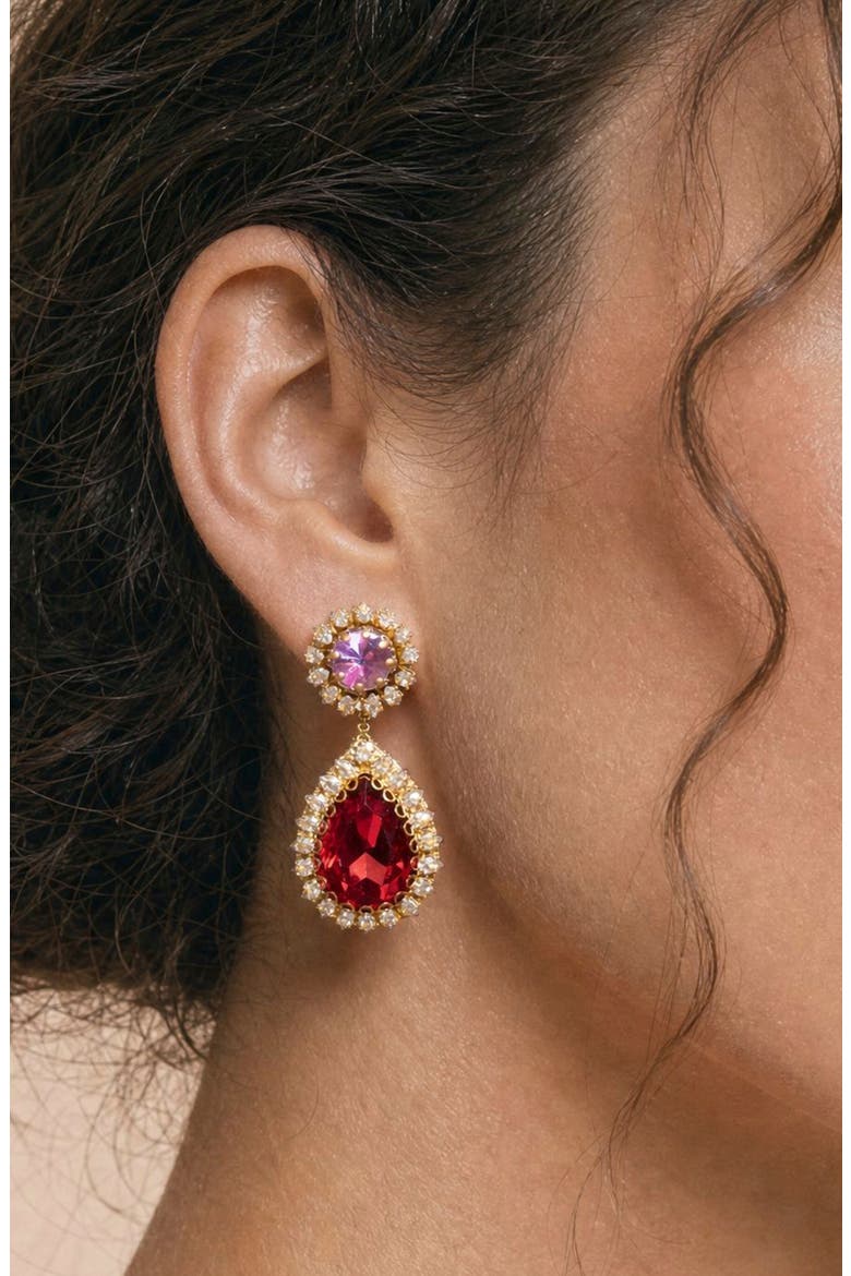 Rekhi Drop Earrings, Alternate, color, RUBY
