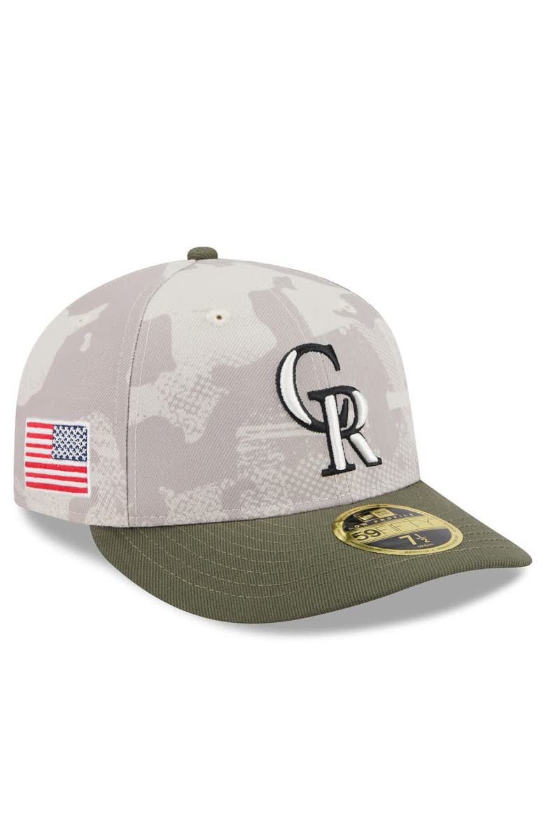 New Era Men's New Era Light Beige/Olive Colorado Rockies 2025 Armed Forces Day Low Profile 59FIFTY Fitted Hat, Main, color, Light Beige