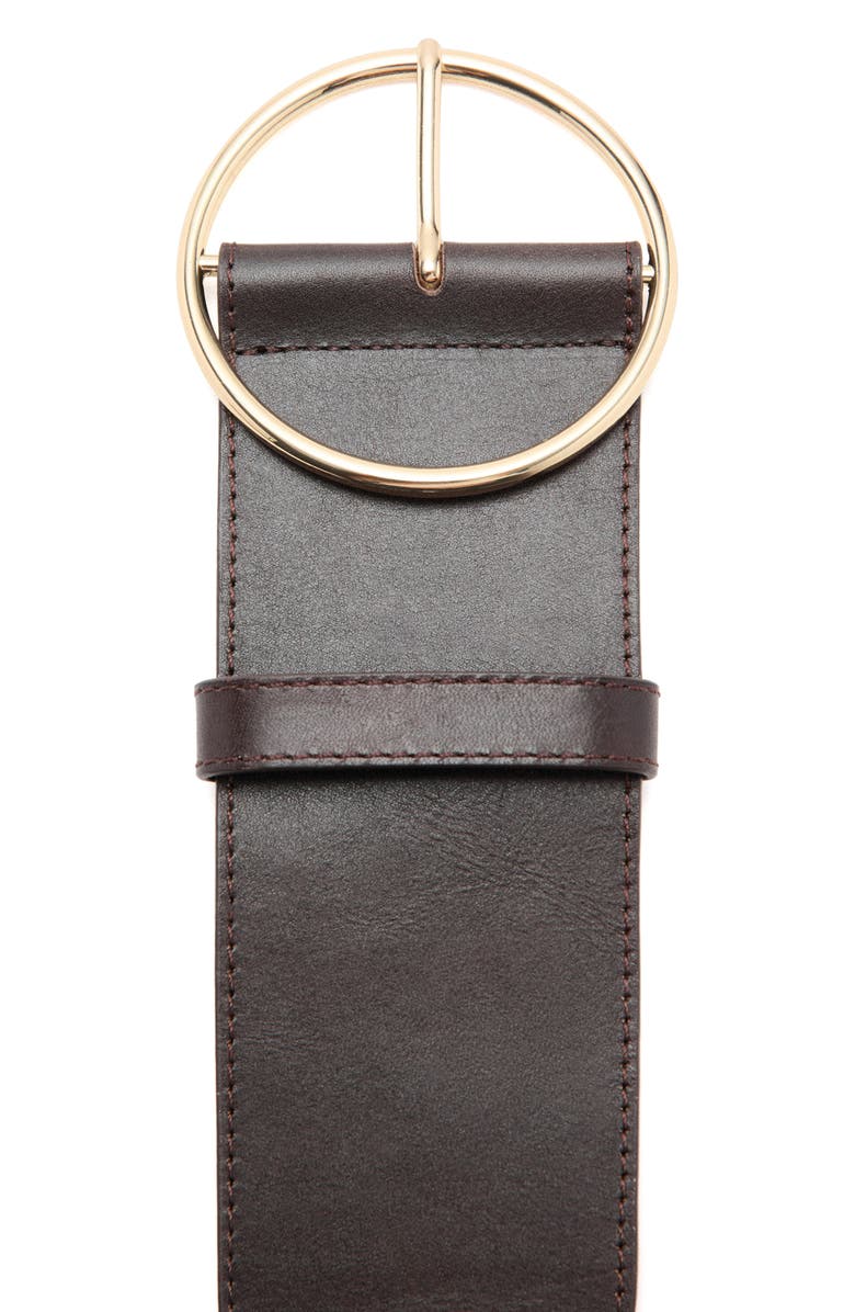MANGO Round Buckle Leather Belt, Alternate, color, 