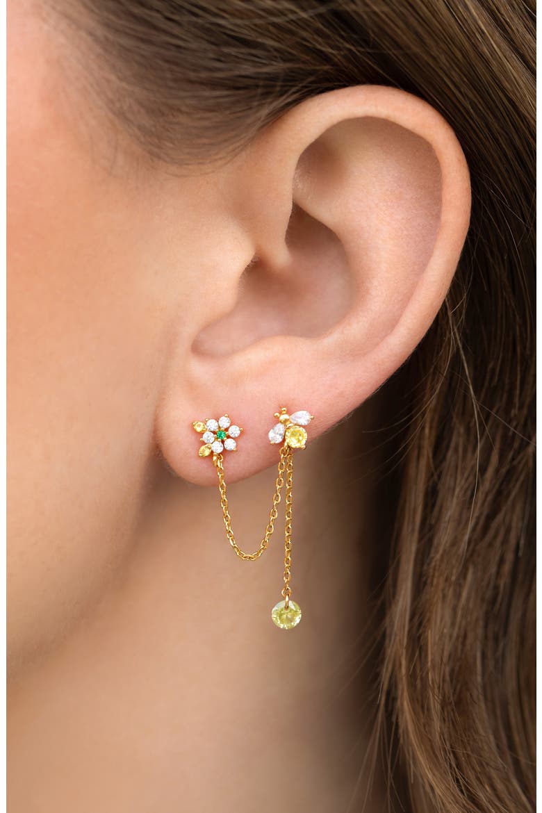 Sting Like a Bee Double Stud Earring, Alternate, color, GOLD