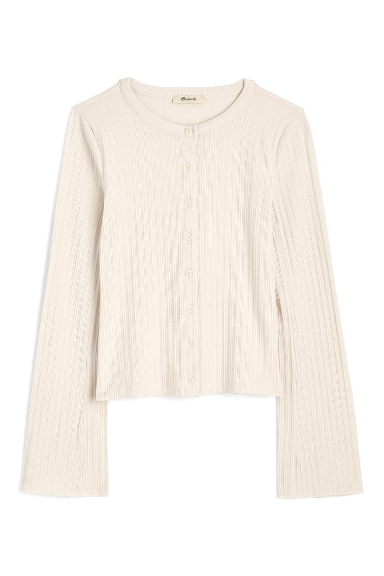 Flare Sleeve Cotton Cardigan, Alternate, color, LIGHT CREAM