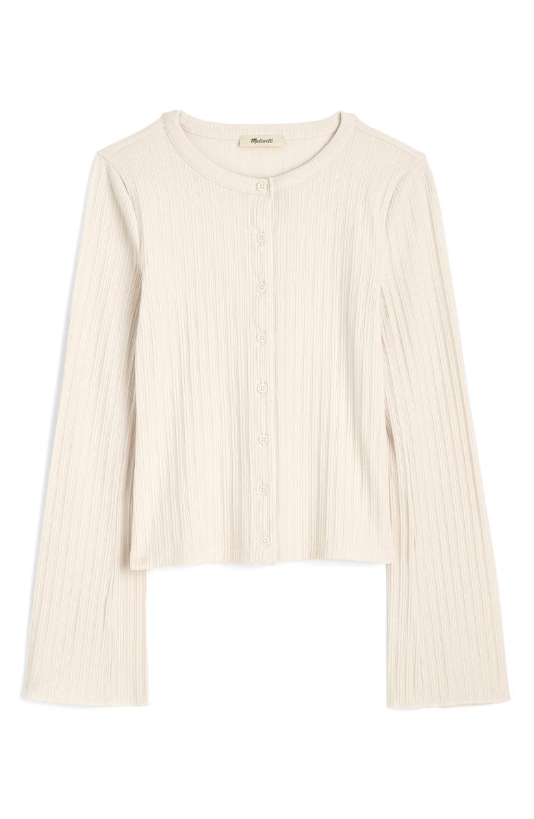 Madewell Flare Sleeve Cotton Cardigan, Alternate, color, Light Cream