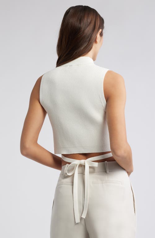 Open Edit Luxe Sculpt Side Split Rib Top In Ivory Cloud