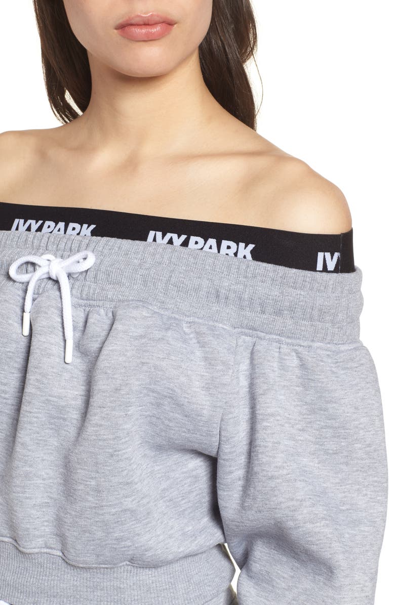 IVY PARK<sup>®</sup> Off the Shoulder Crop Sweatshirt, Alternate, color, 