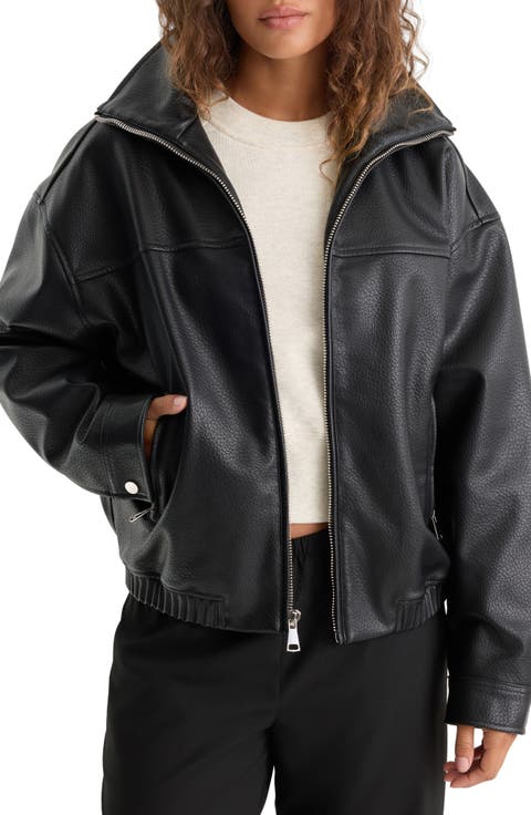 Better Than Leather Funnel Neck Faux Leather Jacket