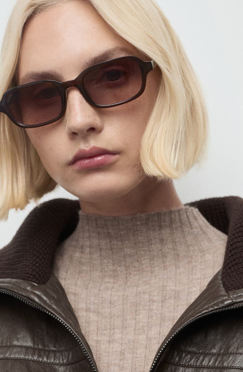 MANGO Rib Long Sleeve Midi Sweater Dress, Alternate, color, Medium Brown