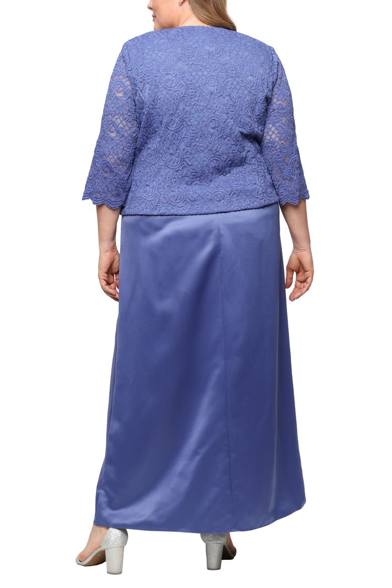 Embroidered Lace Mock Two-Piece Gown with Jacket, Alternate, color, CORNFLOWER