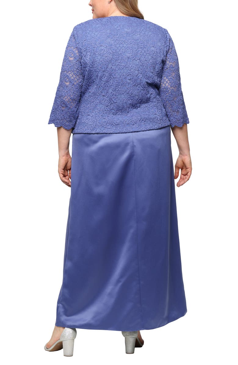 Alex Evenings Embroidered Lace Mock Two-Piece Gown with Jacket, Alternate, color, Cornflower