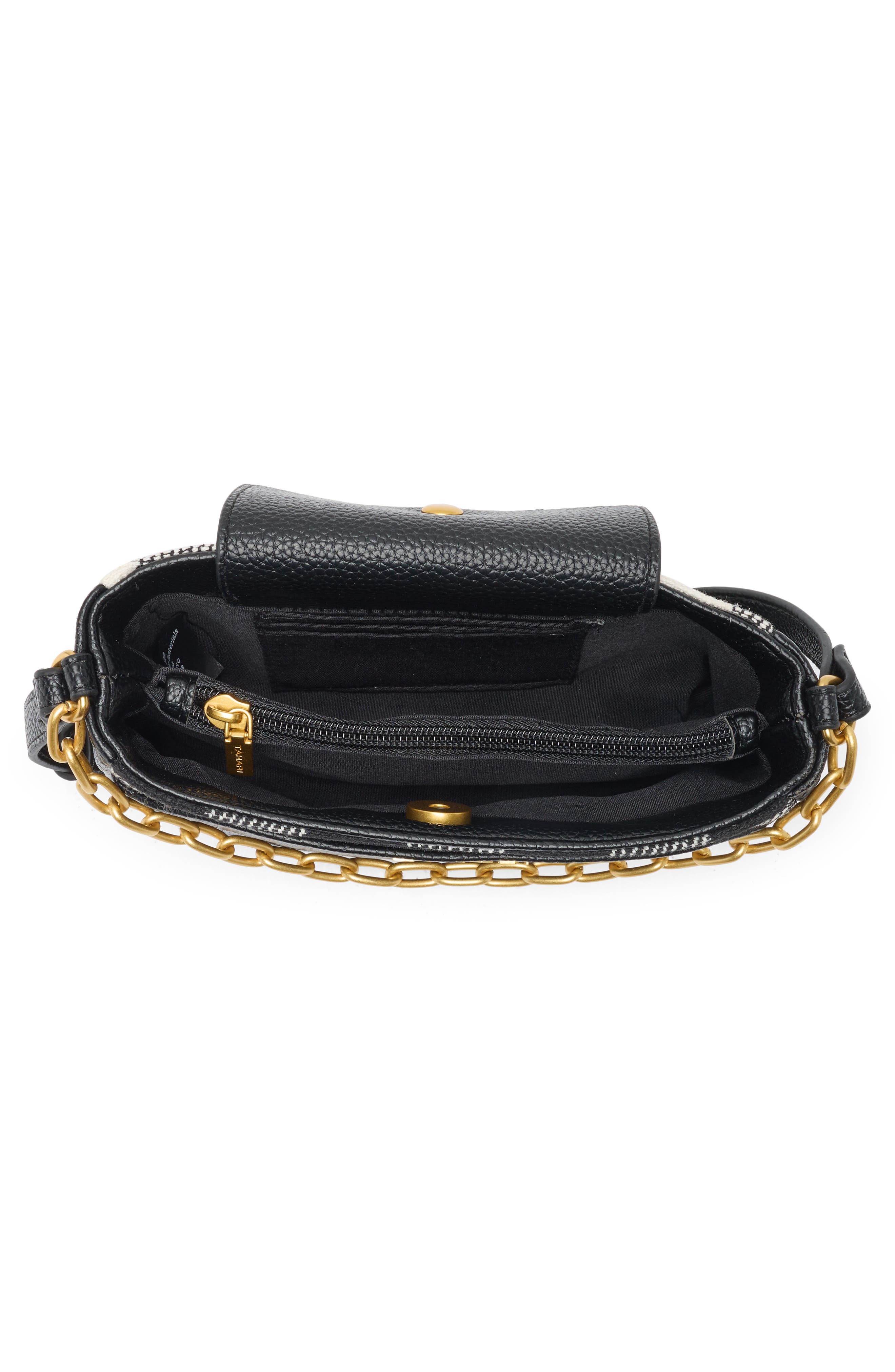 Tahari Hollis Gingham Crossbody Bag, Alternate, color, Black