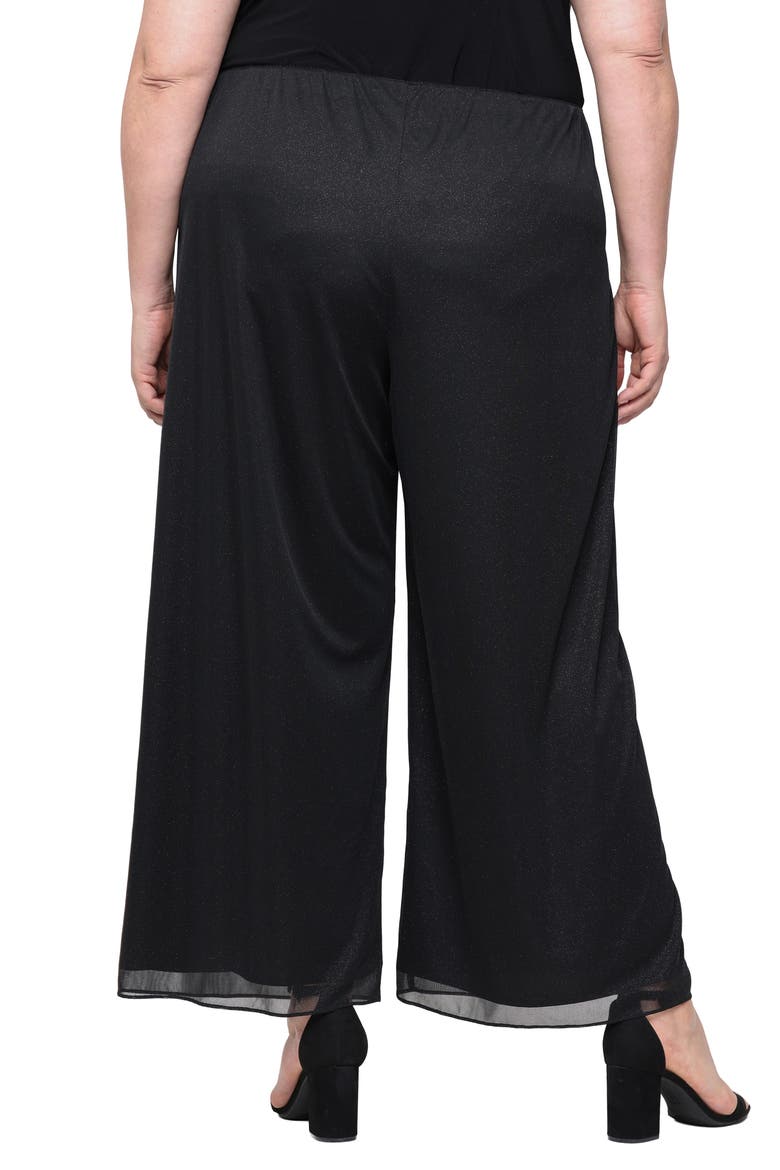Glitter Mesh Wide Leg Pants, Alternate, color, BLACK
