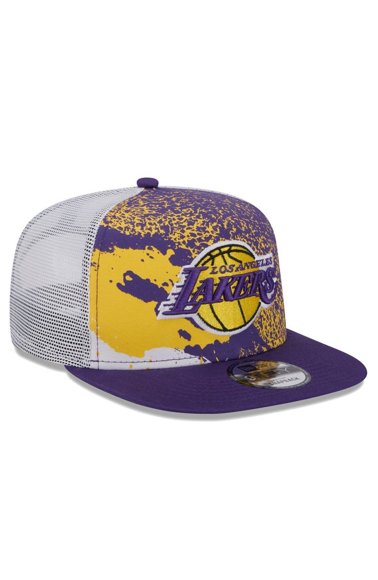 New Era Men's New Era Purple Los Angeles Lakers Court Sport Speckle 9FIFTY Snapback Hat, Alternate, color, Purple