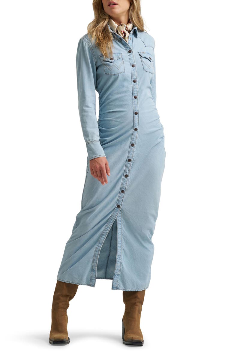 Cinched Waist Maxi Dress, Main, color, DURHAM INDIGO
