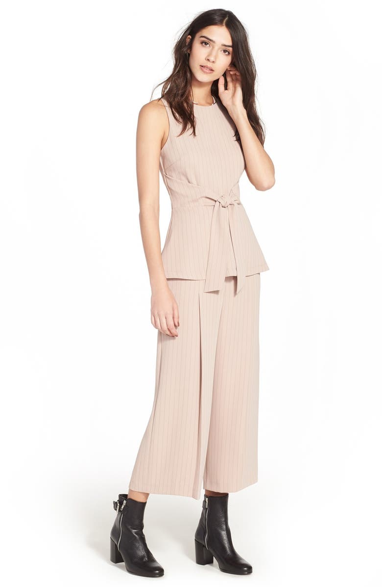 Topshop Pinstripe Wide Leg Crop Pants, Alternate, color, 