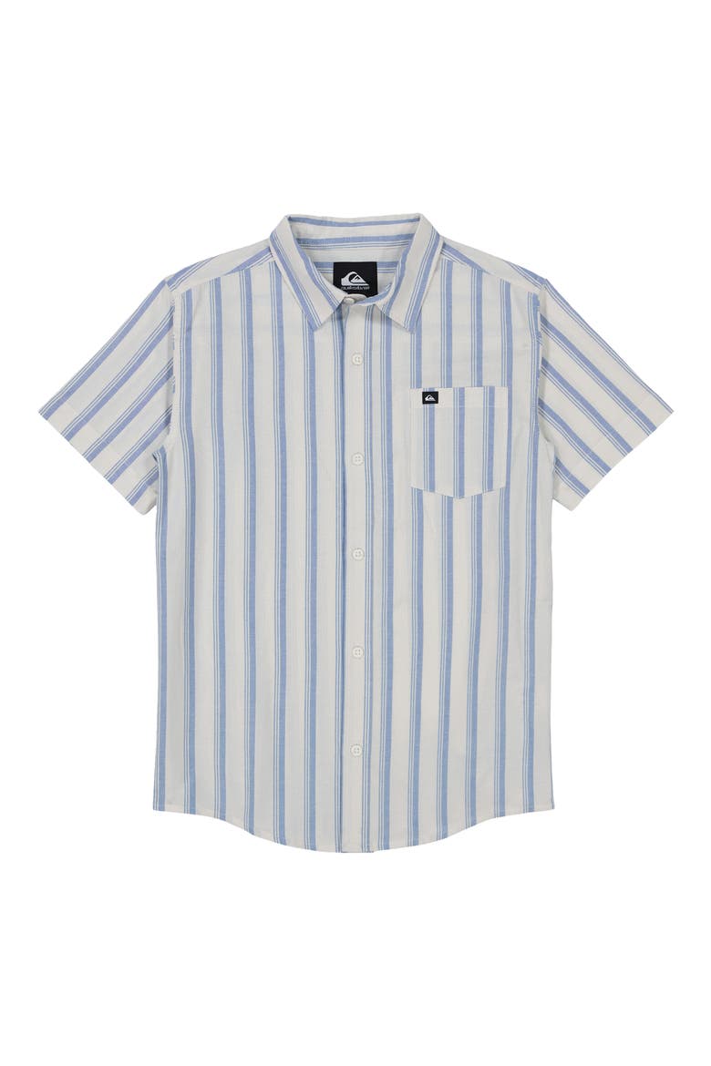 Kids' Oxford Classics Stripe Short Sleeve Cotton Button-Up Shirt, Main, color, NIAGARA