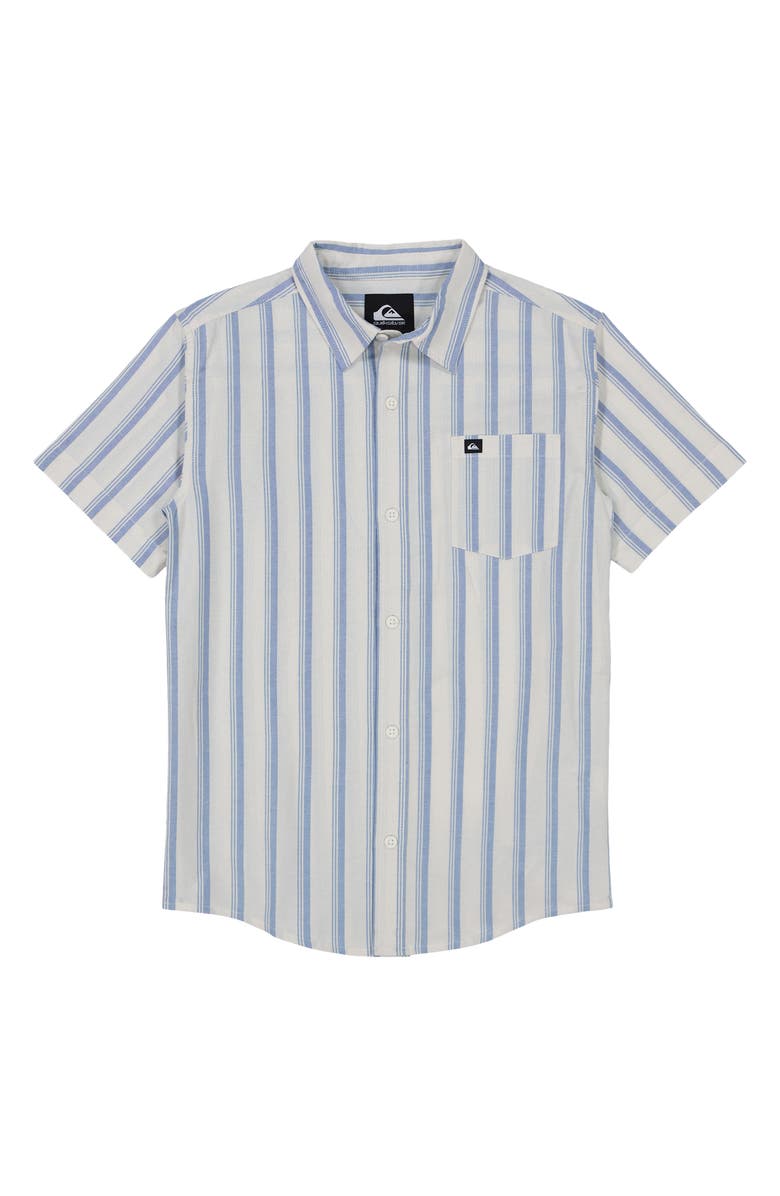 Quiksilver Kids' Oxford Classics Stripe Short Sleeve Cotton Button-Up Shirt, Main, color, 