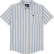 Quiksilver Kids' Oxford Classics Stripe Short Sleeve Cotton Button-Up Shirt