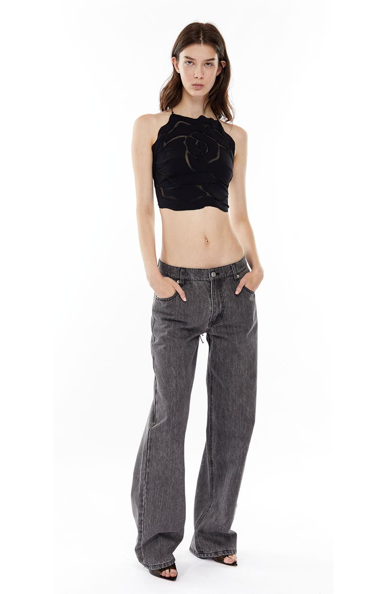 Mother of All Moa Mid Waist Wide Leg Denim, Alternate, color, Gray