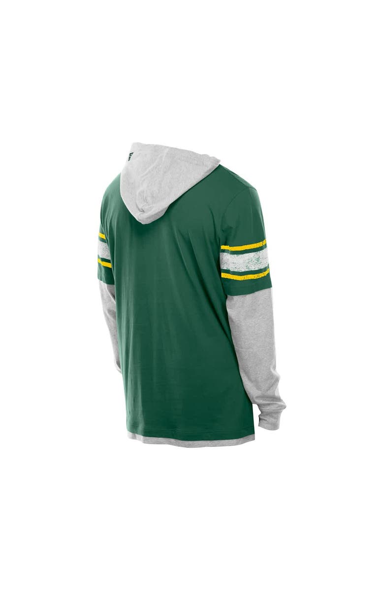 New Era Men's New Era Green Green Bay Packers Twofer Layered Long Sleeve Hoodie T-Shirt, Alternate, color, 