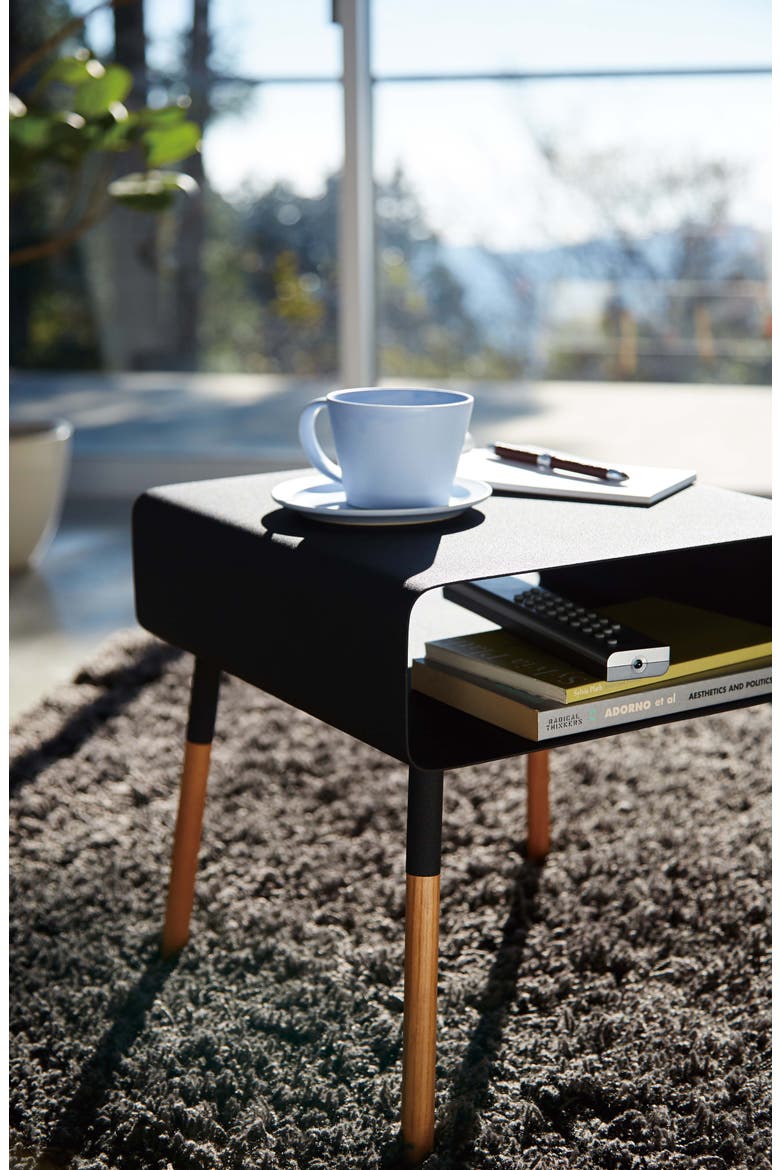 Short Side Table with Storage Shelf, Alternate, color, BLACK