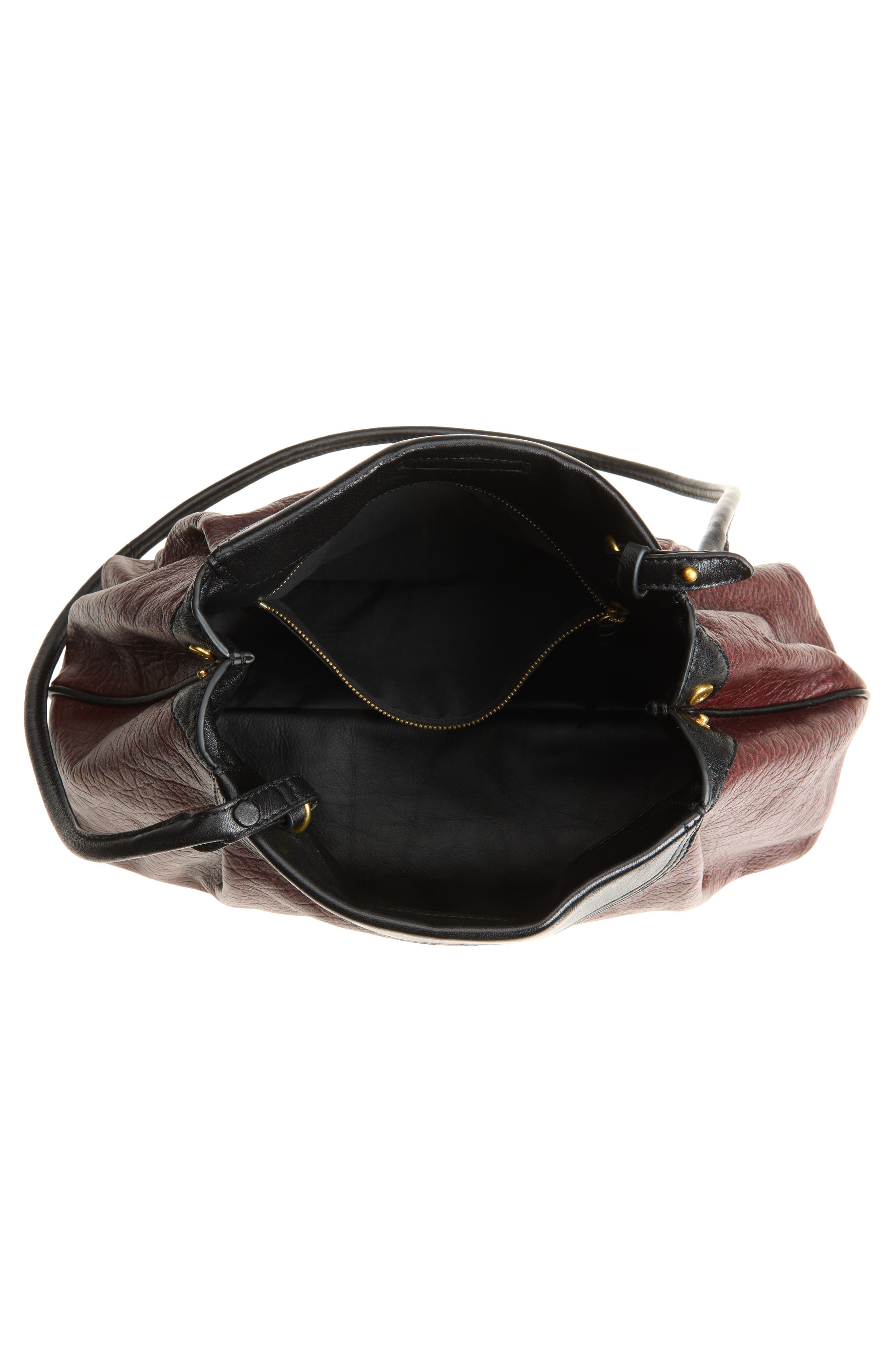 Two-Tone Leather Shoulder Bag, Alternate, color, BORDEAUX 359