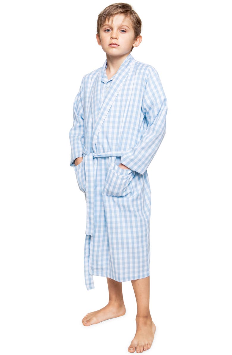 Petite Plume Kids' Gingham Robe, Main, color, Blue