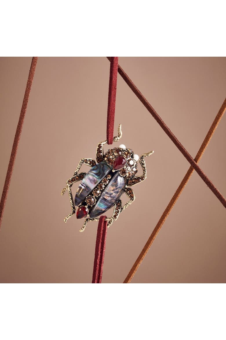 Bejewelled Beetle Statement Brooch, Alternate, color, Beetle