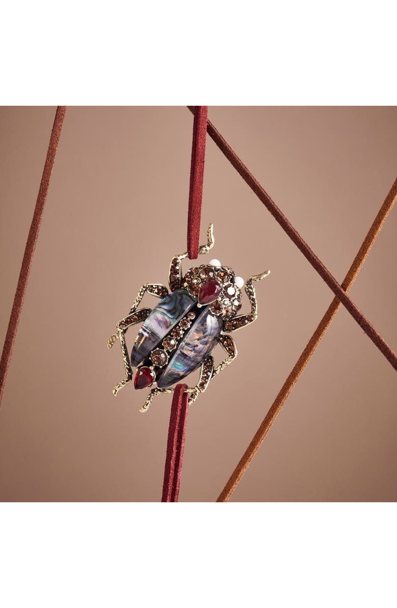 Bill Skinner Studio Bejewelled Beetle Statement Brooch, Alternate, color, 