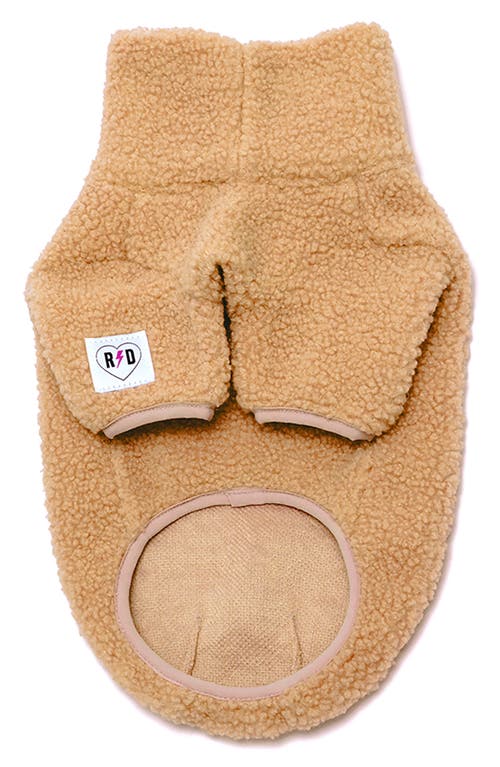 Rebel Dawg Boho Faux Shearling Pullover Dog Sweater In Brown