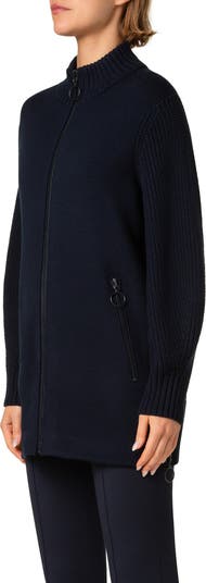 Stretch Merino Wool Bomber Cardigan