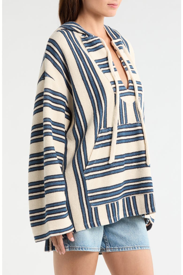 Baja Organic Cotton Beach Hoodie, Alternate, color, KINGFISHER STRIPE
