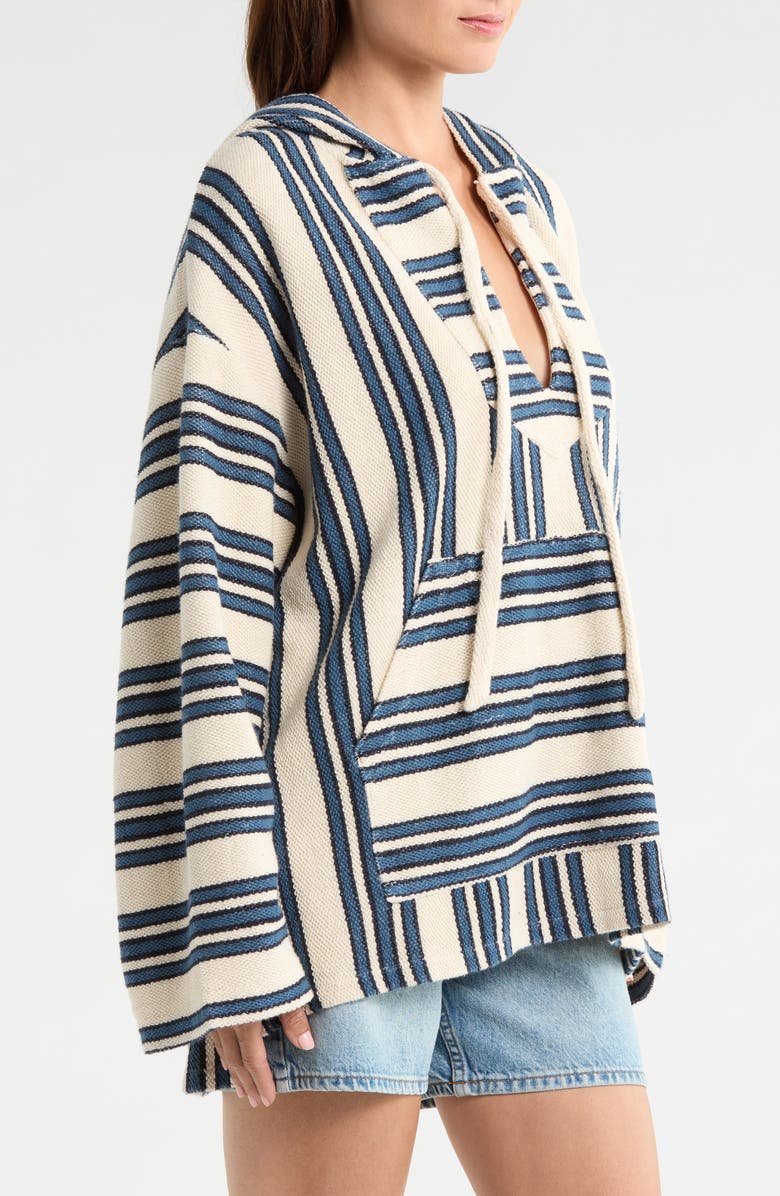 Faherty Baja Organic Cotton Beach Hoodie, Alternate, color, Kingfisher Stripe