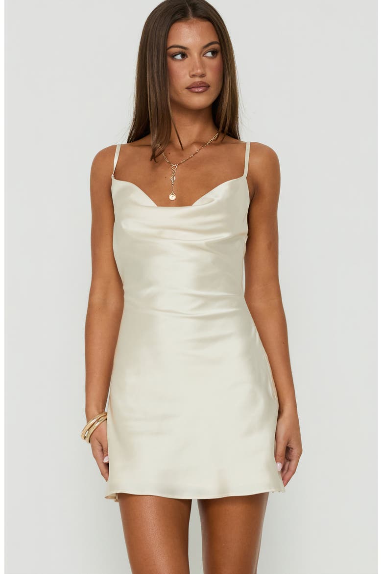 Laytonn Cowl Neck Satin Minidress, Alternate, color, CHAMPAGNE