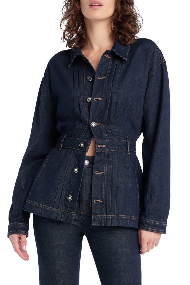 The Jade Pintuck Denim Jacket, Main, color, OXFORD