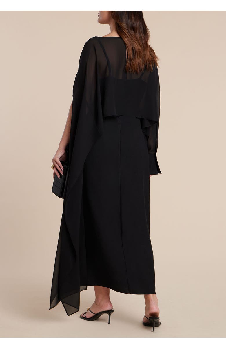 ELOQUII Flowy Sheer Cape Dress, Alternate, color, Black Onyx