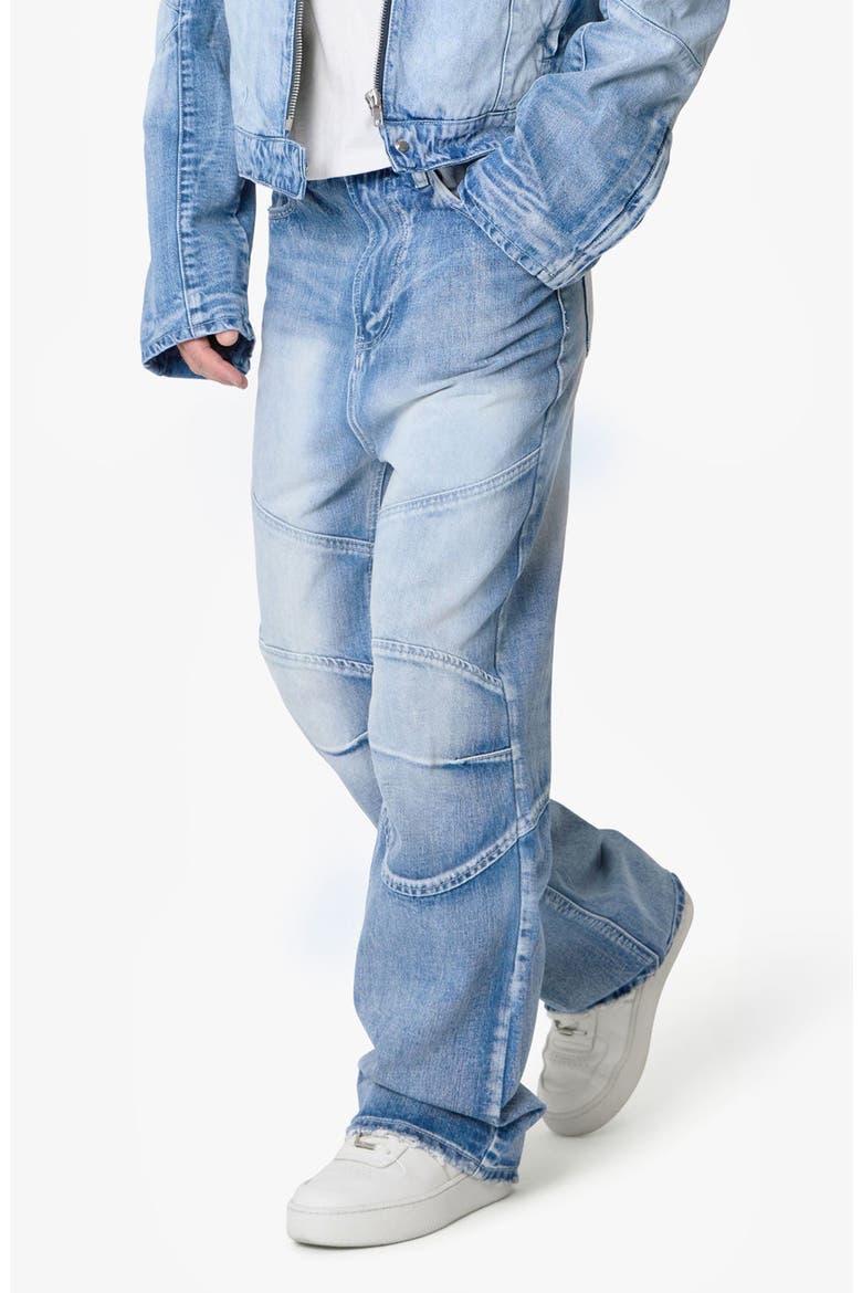 Paneled Moto Denim Jeans, Alternate, color, WASHED BLUE