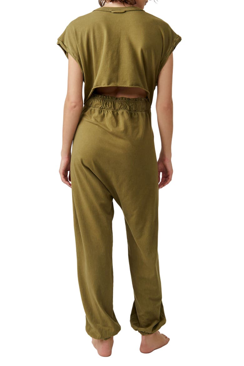 Free People FP Movement Hot Shot V-Neck Jumpsuit, Alternate, color, OREGANO